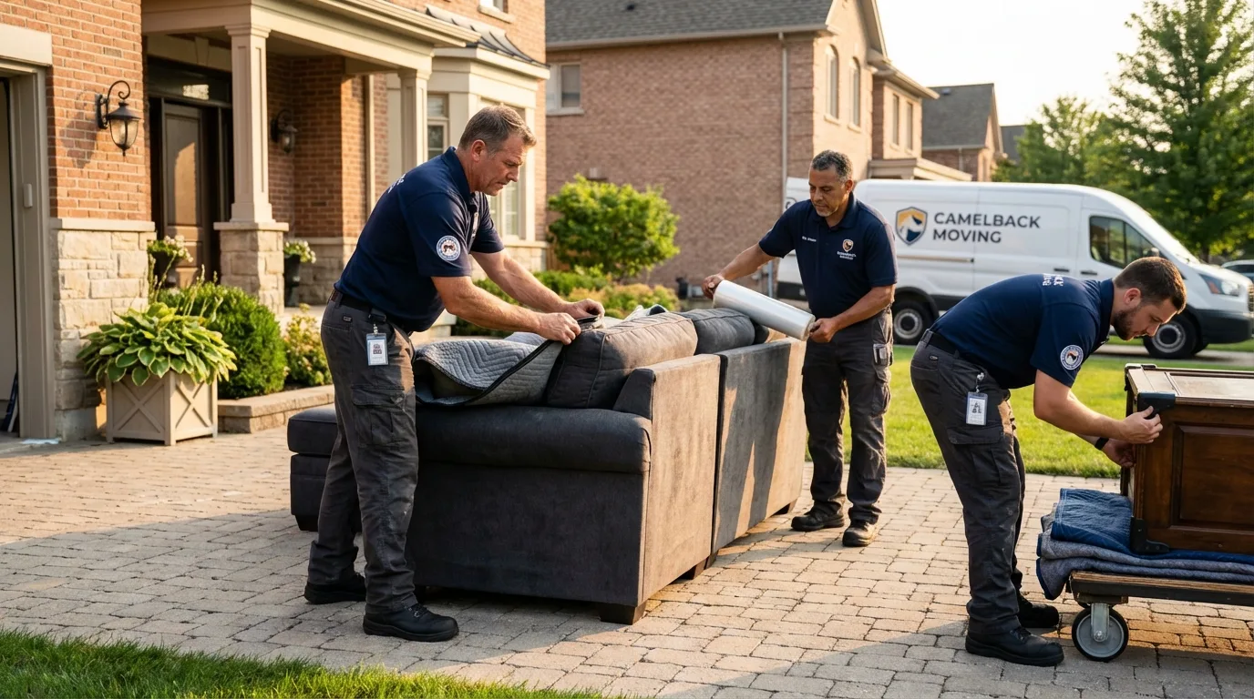 Large estate moving crew wrapping furniture in Moscow, ID