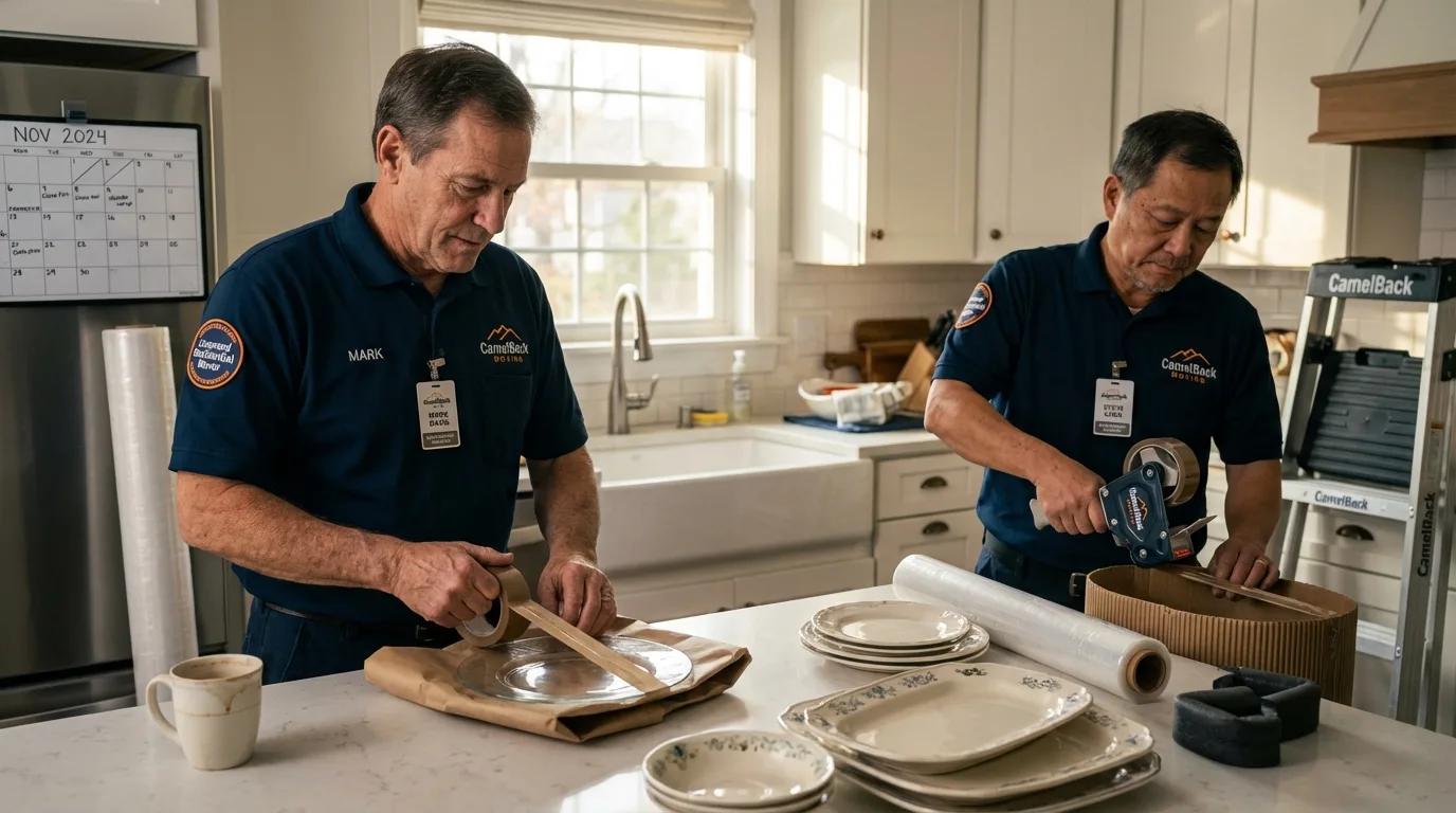 Professional crew packing kitchen dishware in Moscow, ID